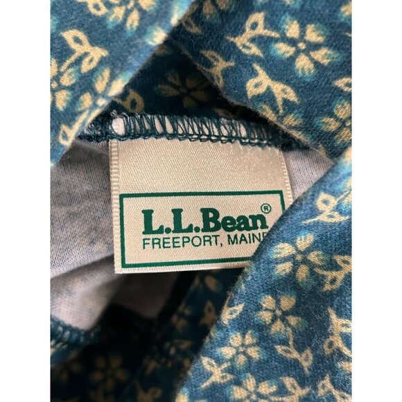 VTG LL Bean Girls Small Long Sleeve Midi Dress Green Floral Side Pockets - Picture 3 of 16